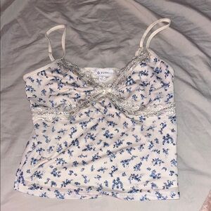 Floral Lace Trim Cami Top